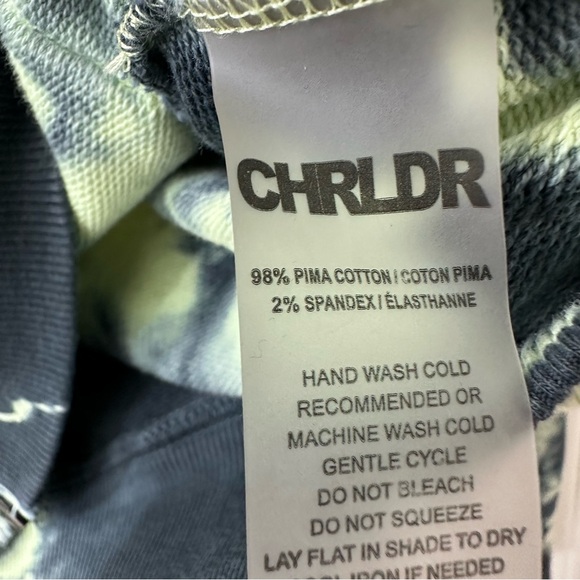 CHRLDR Skull Cloud Zip-Up Hoodie, Tie-Dye Charcoal Lime, Size M - Picture 8 of 11